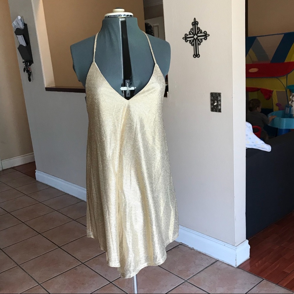 Gold halter dress